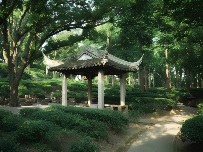 Huqiu Mountain Suzhou ancient pavilion lush forest scenery Huqiu Mountain Suzhou ancient pavilion lush forest scenery