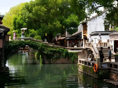 Zhouzhuang Water Town daytime canal stone bridge Jiangnan scenery Zhouzhuang Water Town daytime canal stone bridge Jiangnan scenery