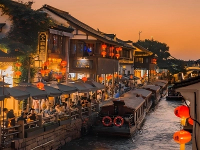 Evening Scenery of Shantang Street Suzhou Canal Water Town Evening Scenery of Shantang Street Suzhou Canal Water Town