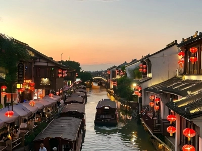 Shantang Canal Cruise, Dusk Water Town Scenery Suzhou
