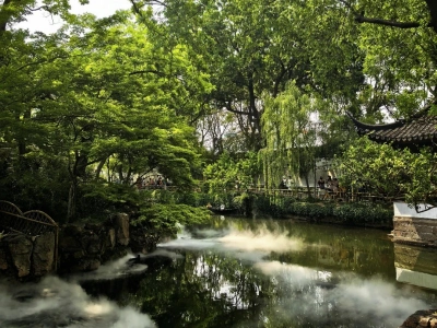 Misty Lake View in Humble Administrator's Garden Misty Lake View in Humble Administrator's Garden
