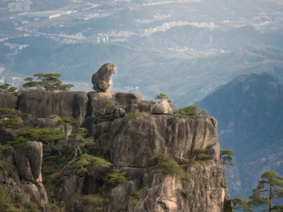 Monkey Watching the Sea rock formation Huangshan