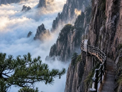 West Sea Grand Canyon boardwalk, Huangshan mountain