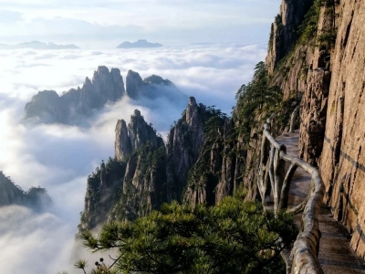 Sea of clouds view from West Sea Grand Canyon trail Huangshan Sea of clouds view from West Sea Grand Canyon trail Huangshan