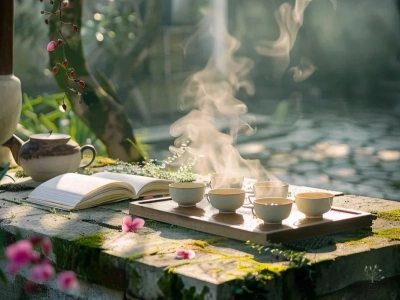 Traditional Chinese outdoor tea?tasting setup Traditional Chinese outdoor tea?tasting setup