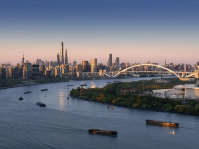 Shanghai West Bund Huangpu River Aerial View