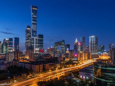 The bustling city night view of Beijing CBD