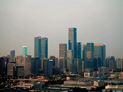 Xi'an High-Tech Zone skyline with modern skyscrapers