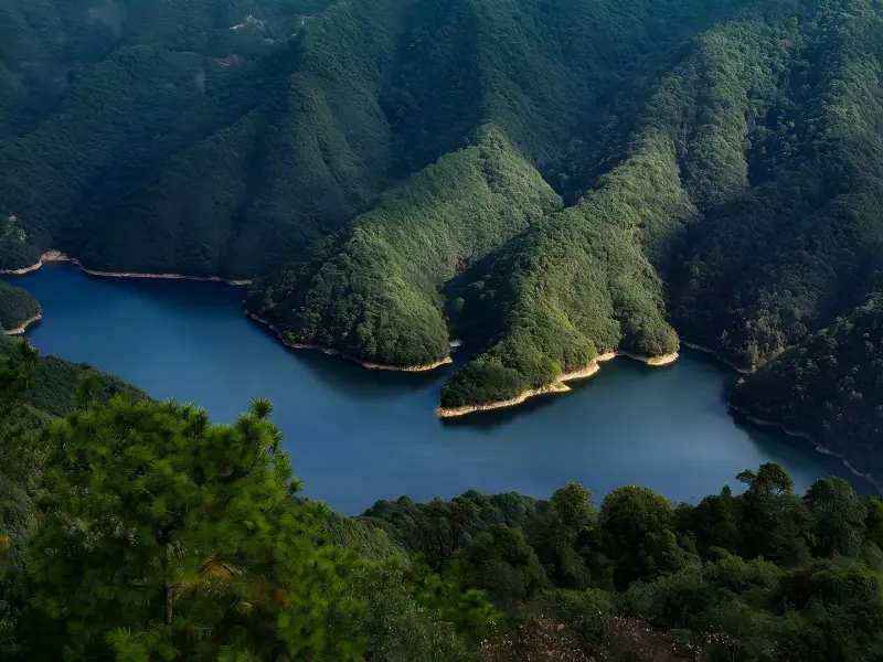 Qiandao Lake Forest Mountain Bay Aerial View