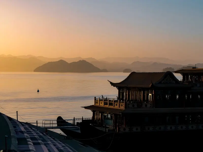 Traditional Cruise Boat Qiandao Lake Golden Hour