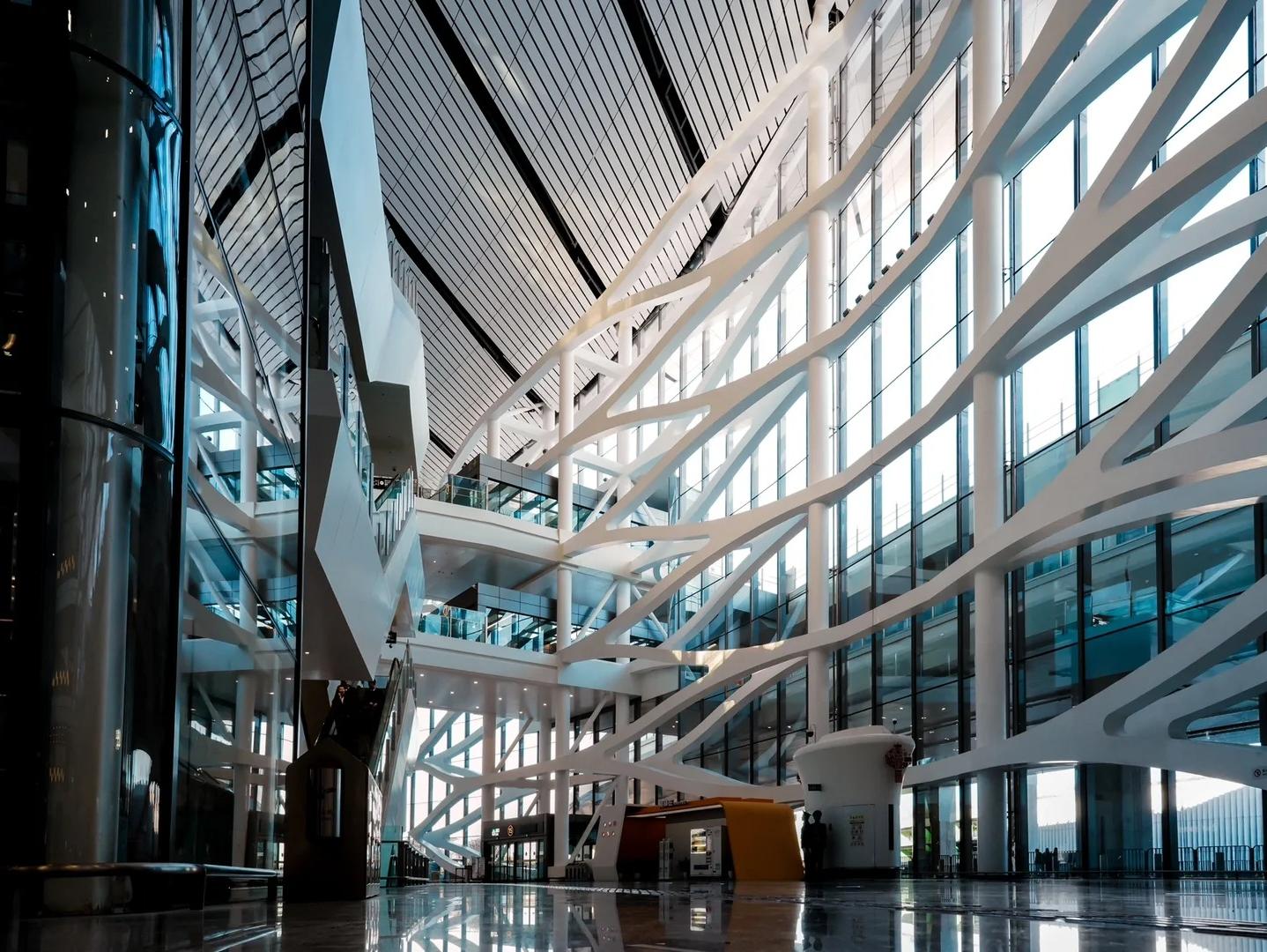 Futuristic Architectural Structure Inside Beijing Daxing Airport