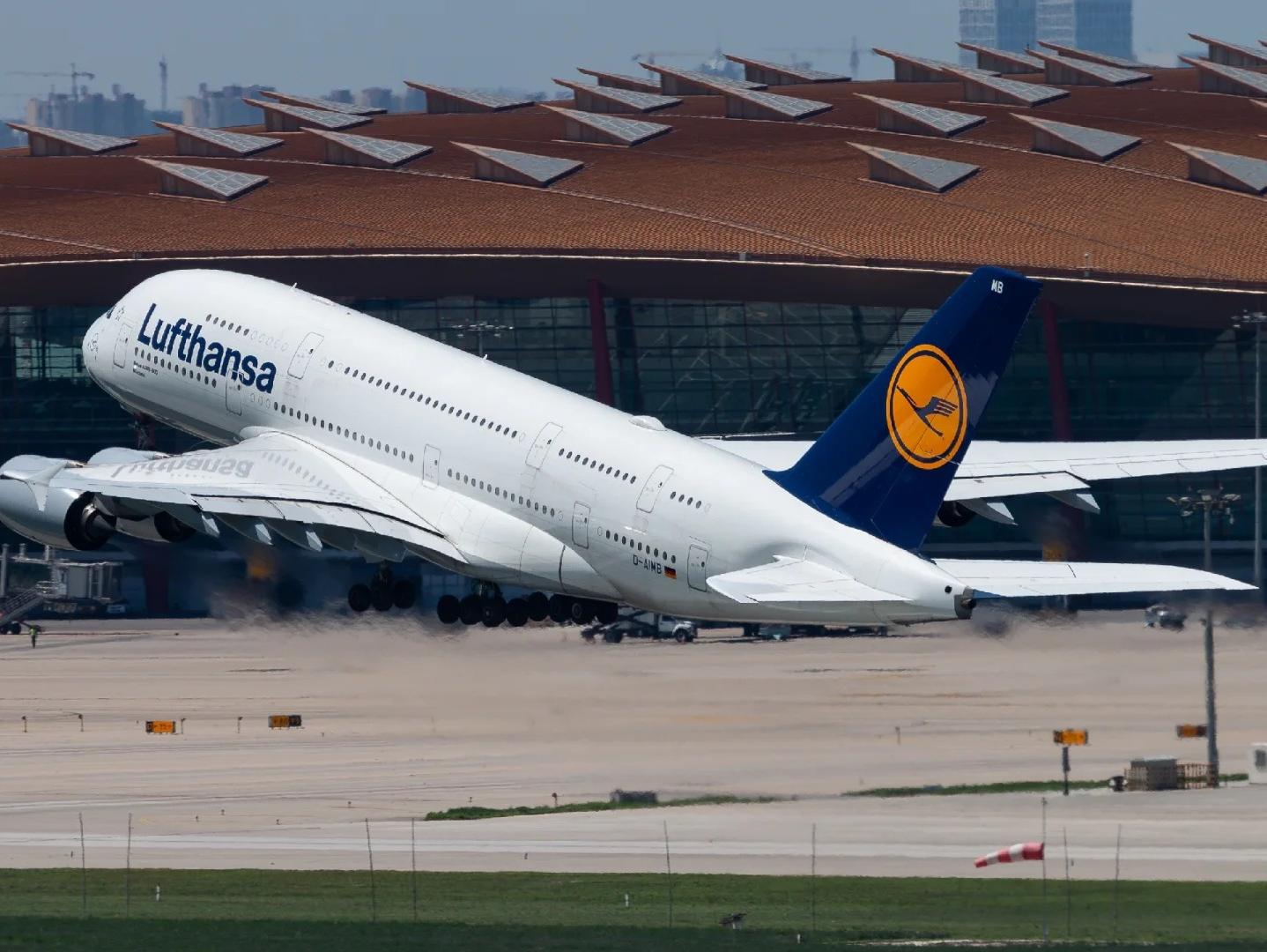 Lufthansa A380 Departing Beijing Airport