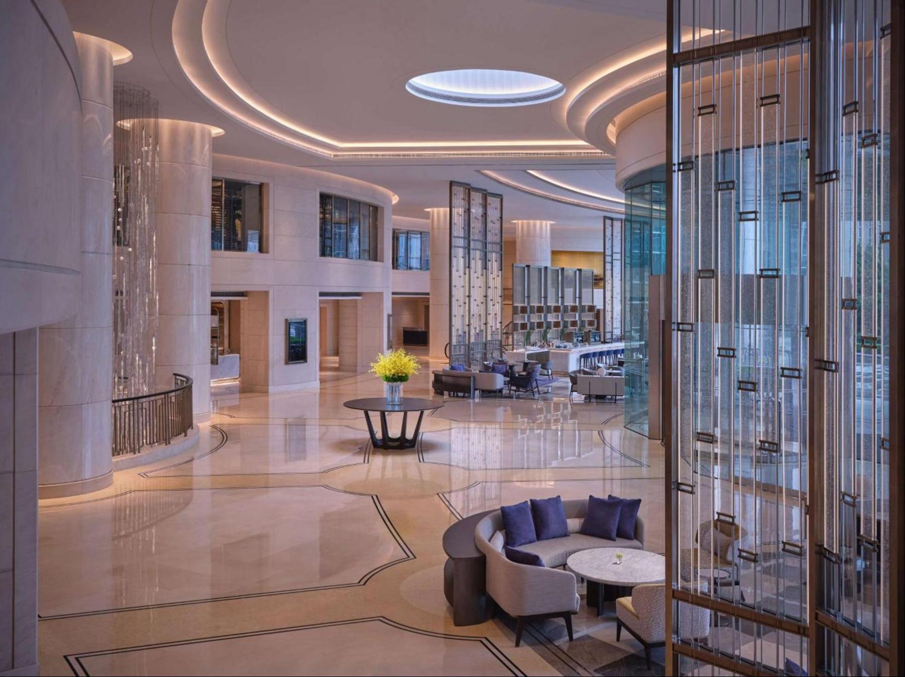 Luxury interior lobby of Grand Hyatt Beijing hotel