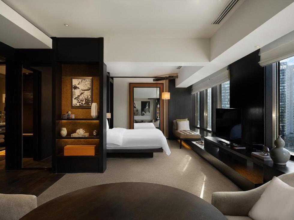 Elegant hotel room interior of Rosewood Beijing