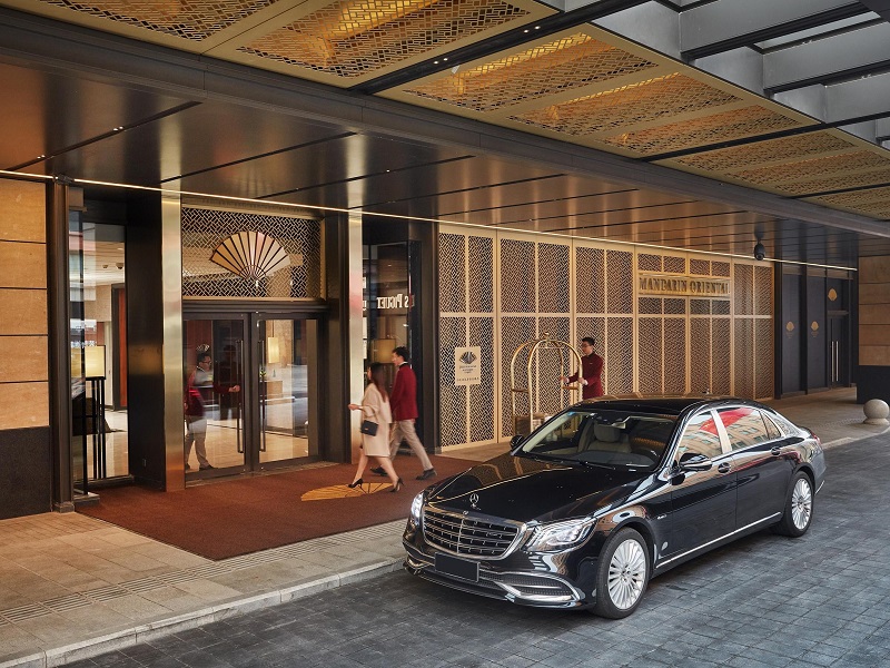Front entrance of Mandarin Oriental Beijing luxury hotel