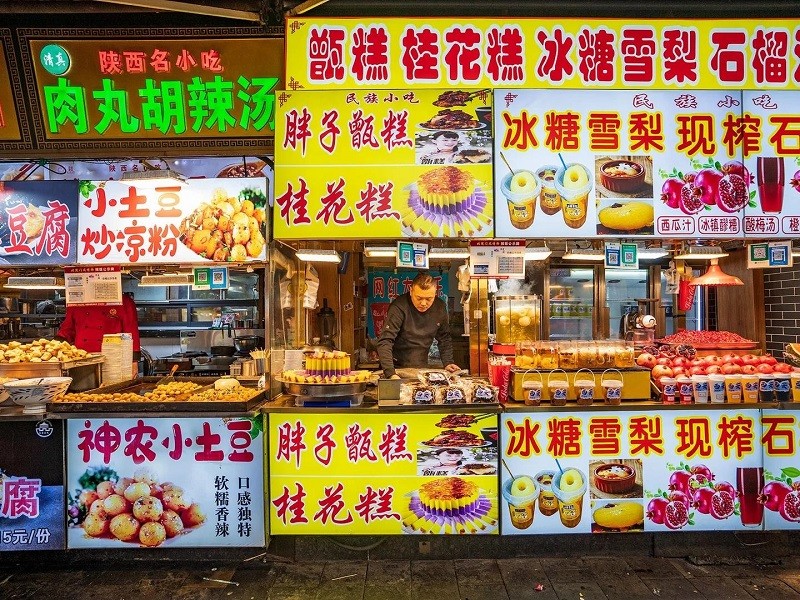 Shaanxi local snacks food stall in Xi'an Shaanxi local snacks food stall in Xi'an