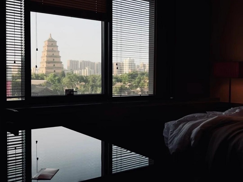 Hotel room view of Giant Wild Goose Pagoda in Xi'an