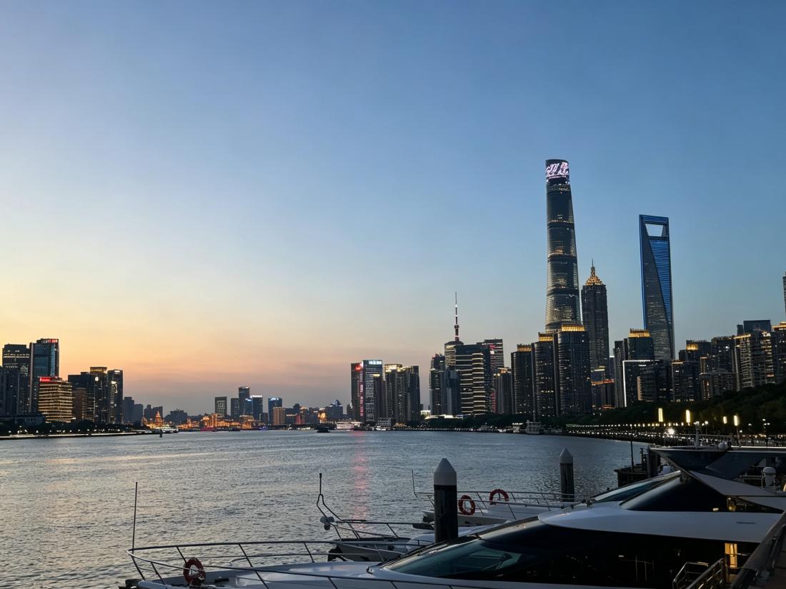 Yachts moored by Huangpu River Yachts moored by Huangpu River