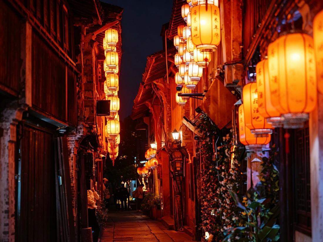 Cozy night alley in Wuzhen