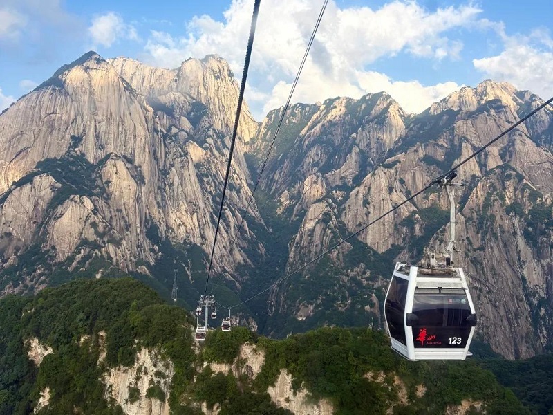 Huashan Cable Car Over Steep Mountain Cliffs